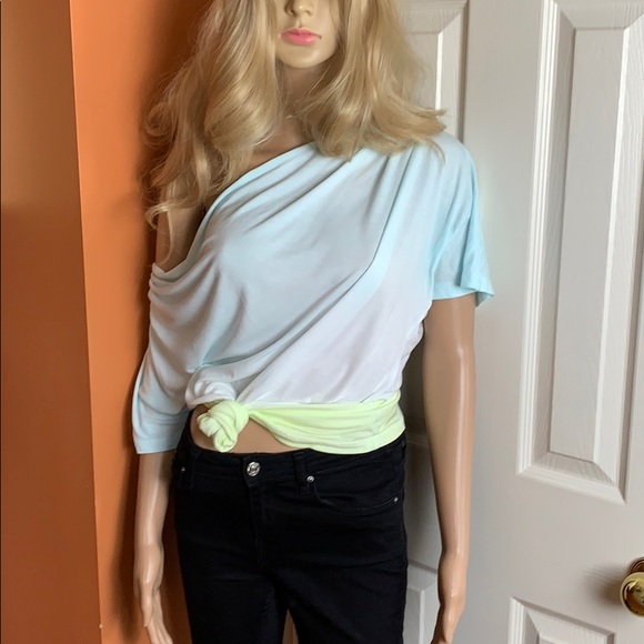 Ombré tie dyed Gap aqua yellow white tee size L - Picture 1 of 8